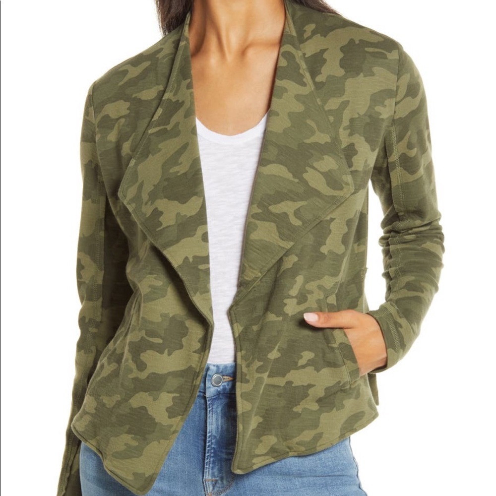 NWT‼️Caslon Olive Camo Drape Collar Knit Blazer -Size XS